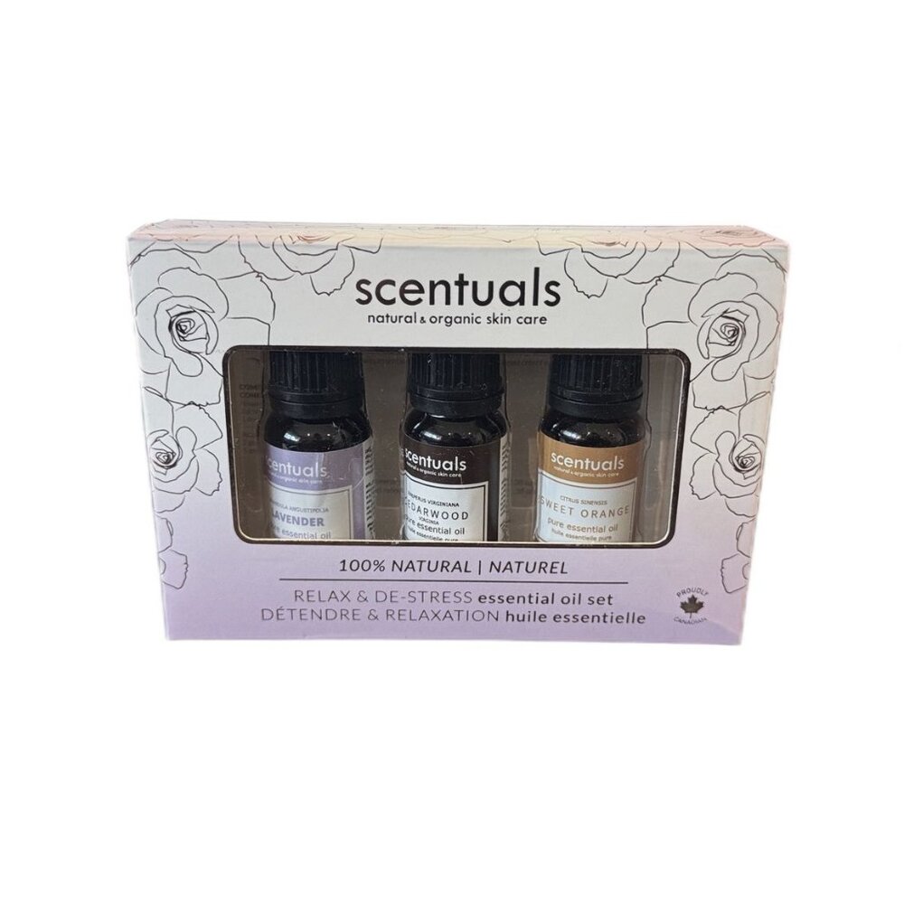 Scentuals Essential Oil Set Lavender Cedarwood Sweet Orange New